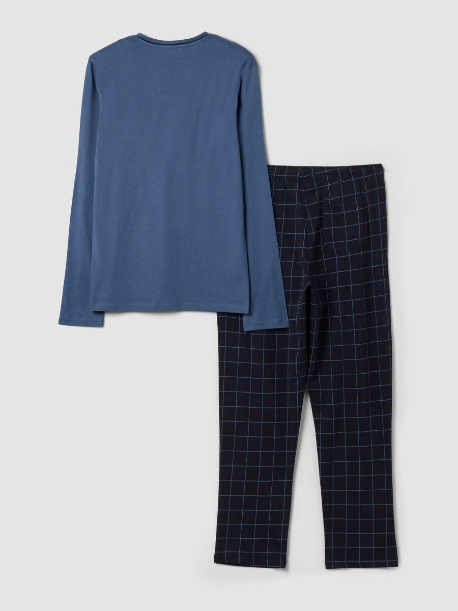 Blue pure organic cotton V-neck pyjamas_1