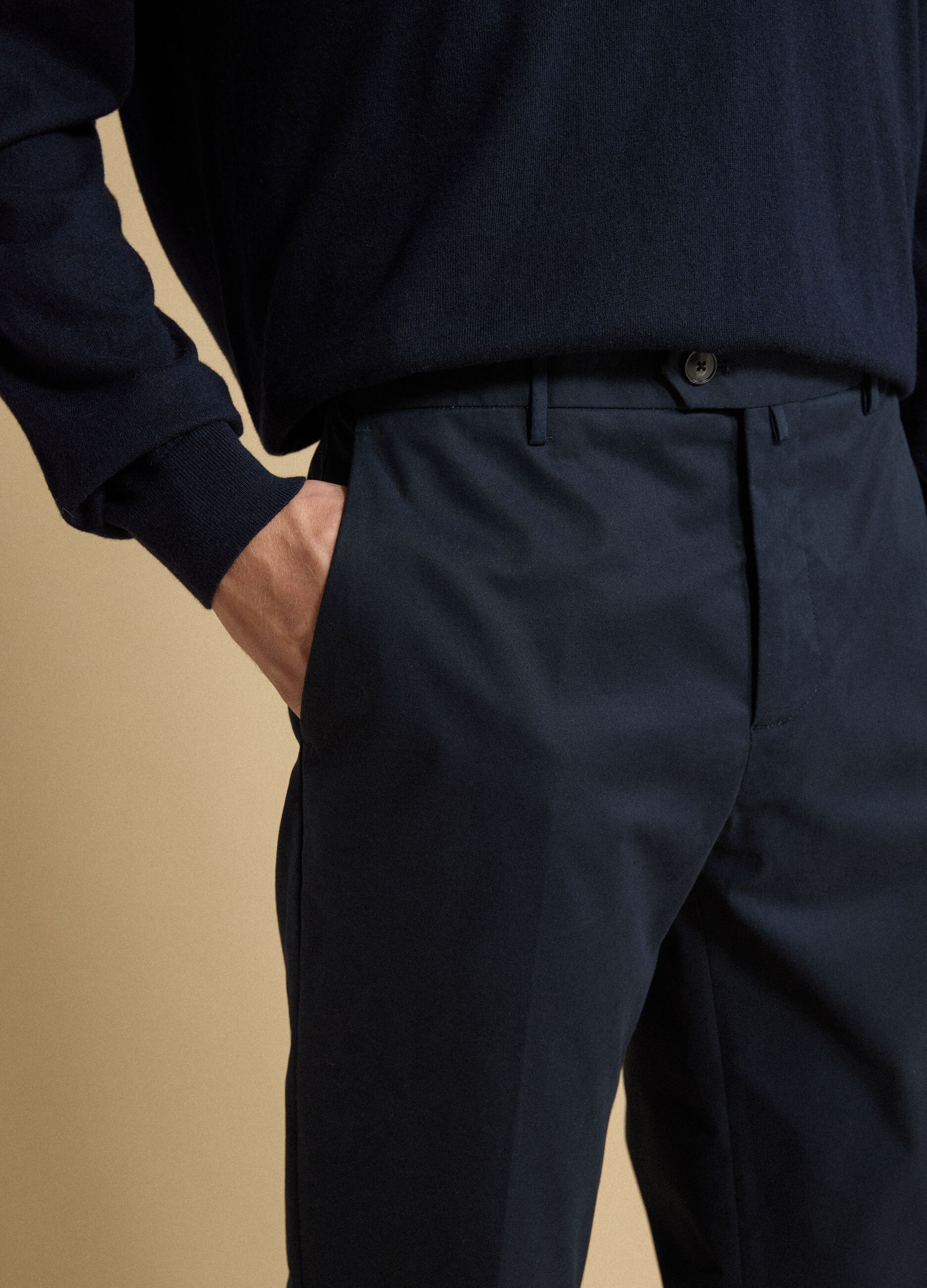 Blue regular-fit stretch cotton twill chino trousers