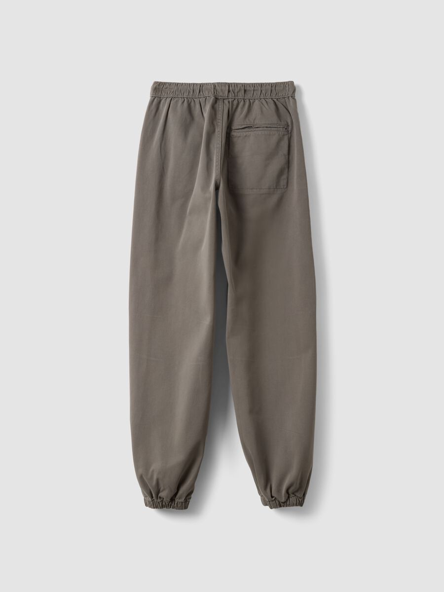 Grey stretch cotton joggers with elasticated cuffs, comfort fit_2