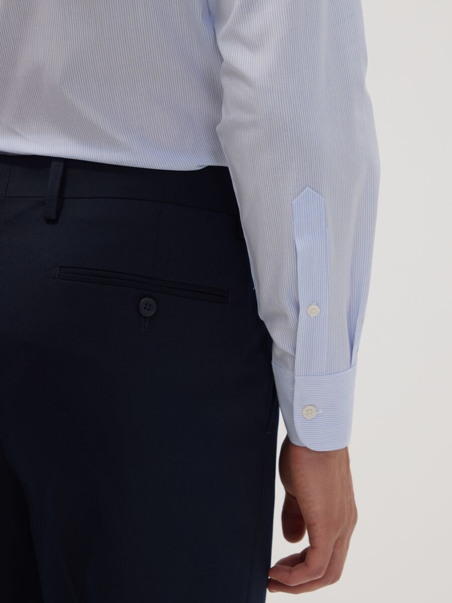 Light blue easy-iron regular-fit striped cotton-blend shirt_3