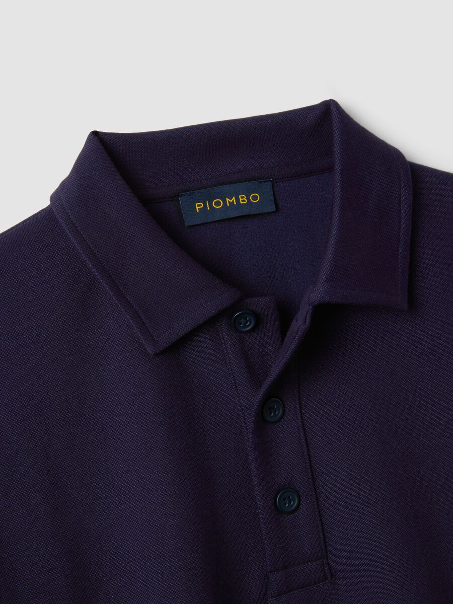 Navy stretch polo-collar sweatshirt with a relaxed fit_5