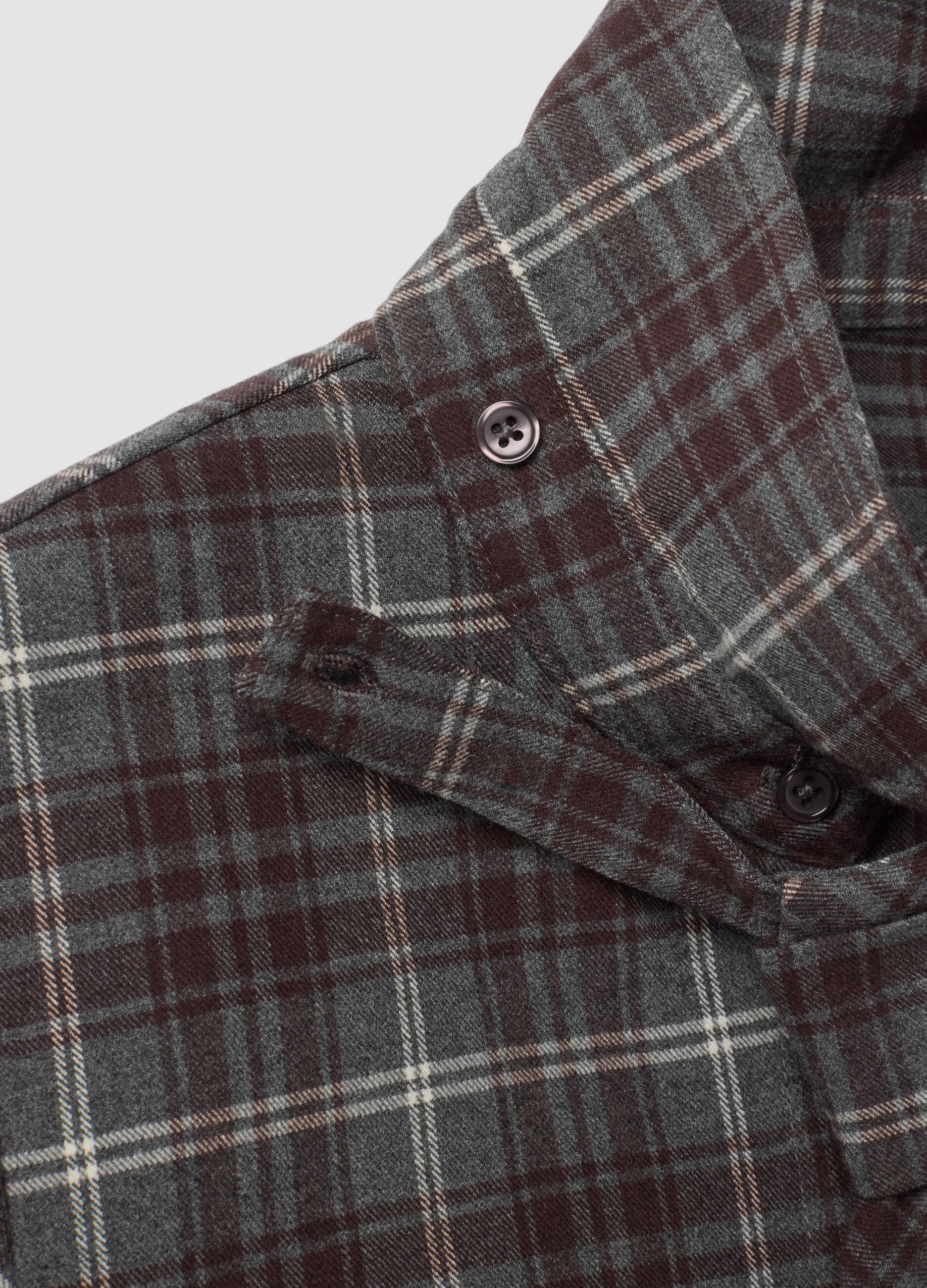 Camicia flanella grigia in viscosa elasticizzata con cravatta slim fit