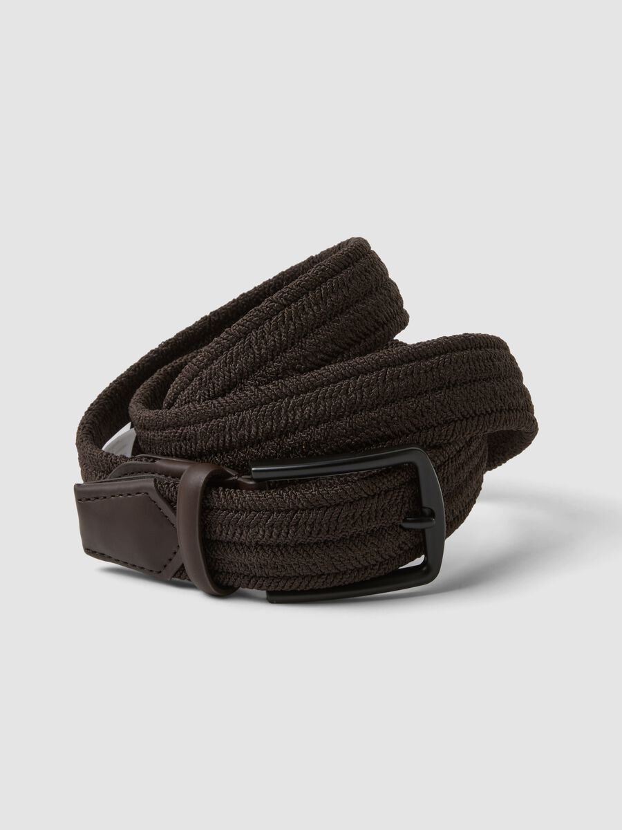 Brown braided belt with matte buckle_2
