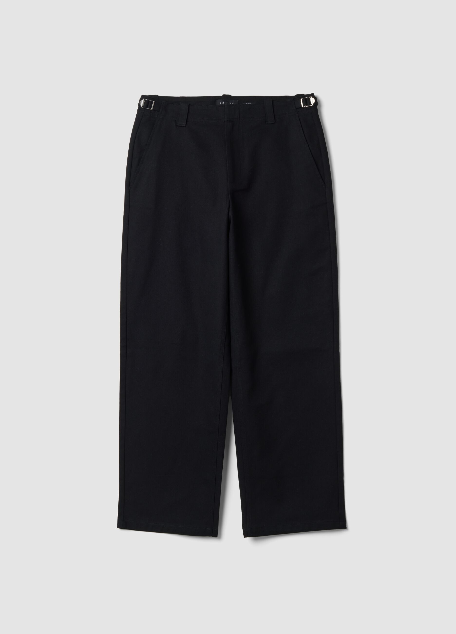 Pantaloni chino neri in puro cotone baggy fit