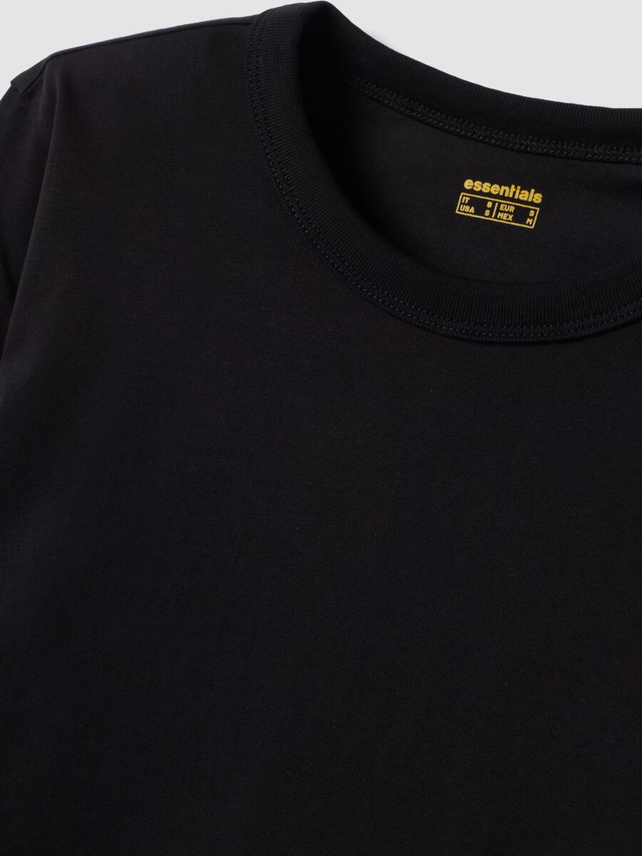 Black long-sleeved pure cotton jersey T-shirt, regular fit_5