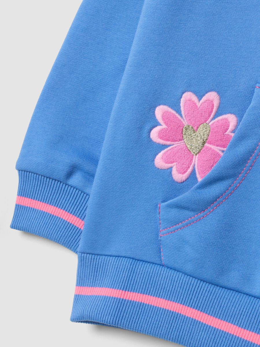Blue cotton-blend hoodie with embroidered details, regular fit_3