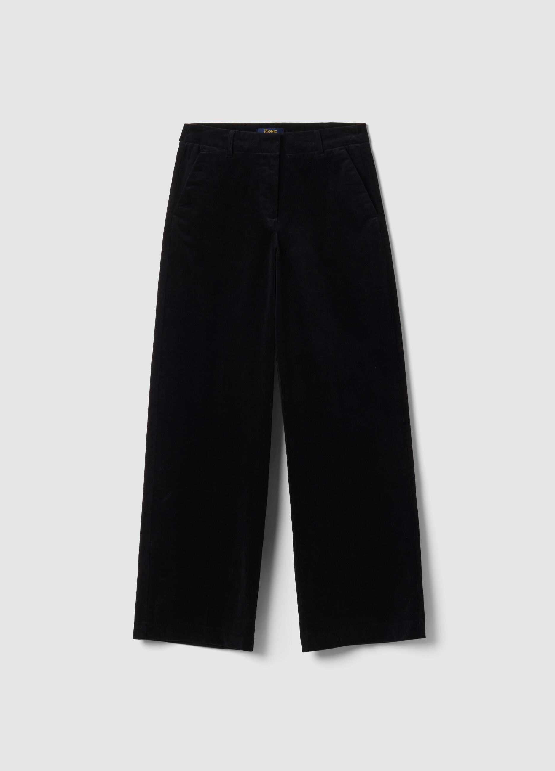 Black The Iconic Pants straight-leg ribbed stretch cotton trousers