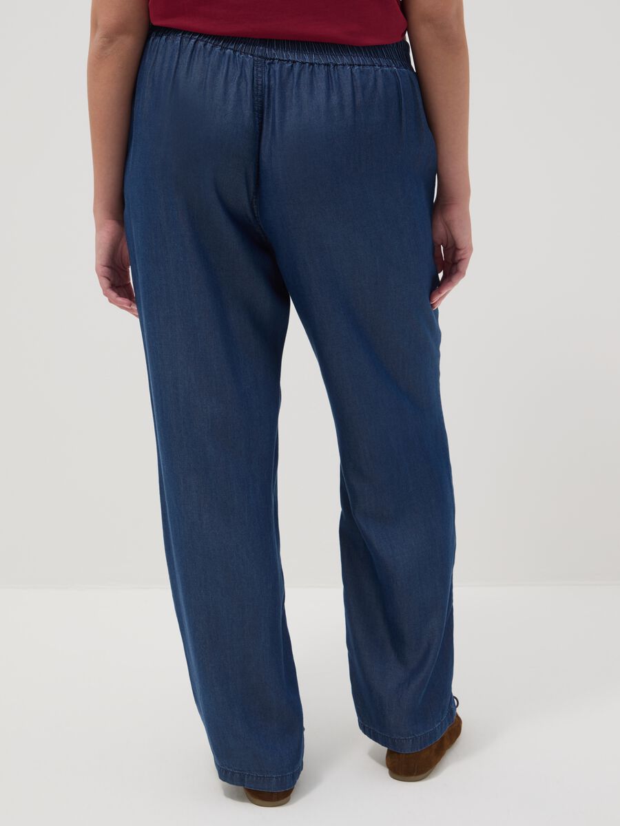 Pure Lyocell Blue Jogger Trousers with Regular Fit_2