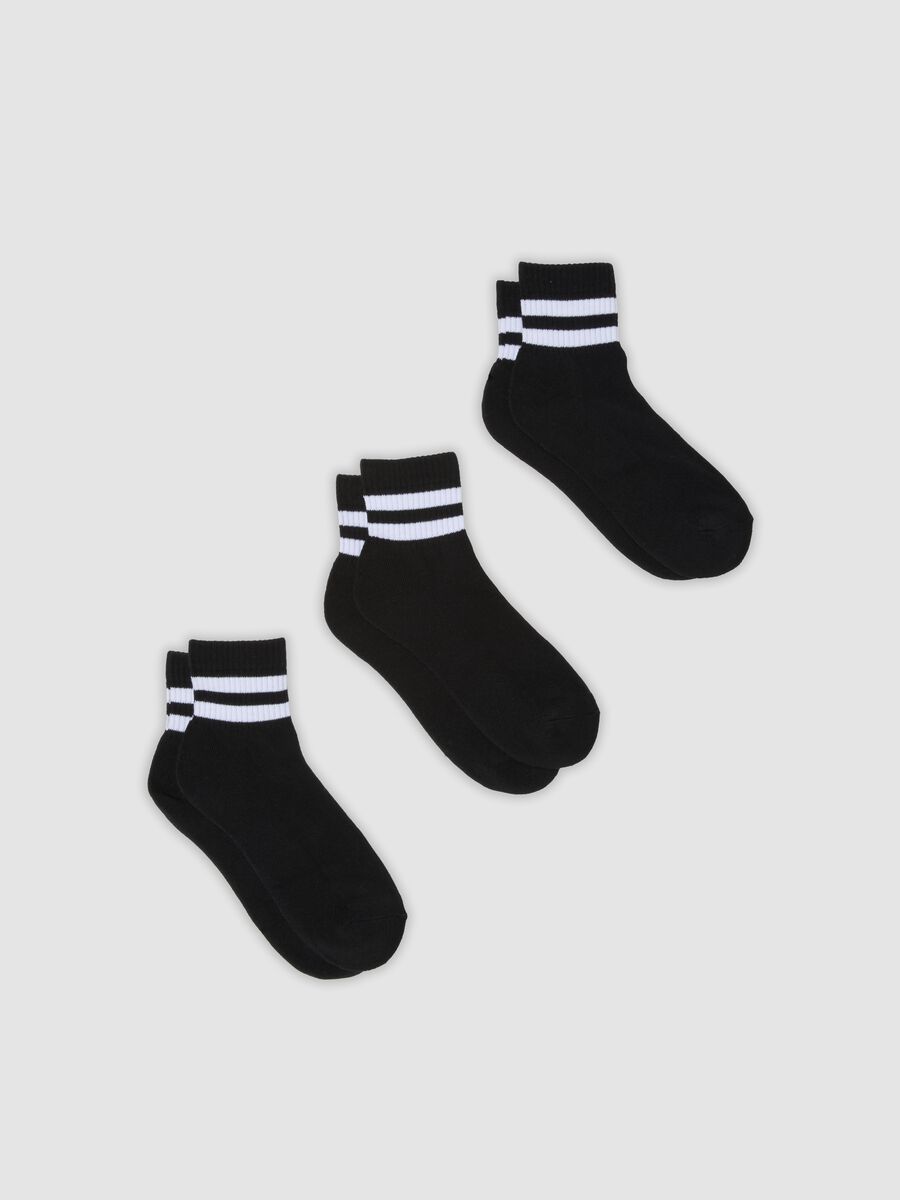 Three-pack of black sports socks in stretch organic cotton_0