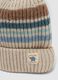 Cappello beige in maglia a righe con risvolto_2