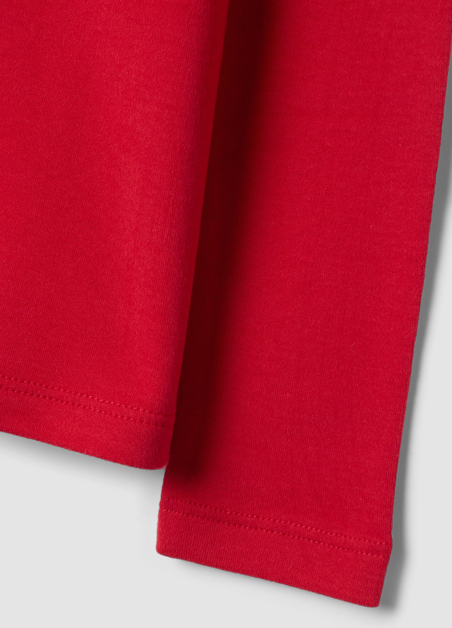 Red cotton roll-neck T-shirt, regular fit
