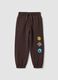 Brown overfit fleece joggers in pure cotton_0