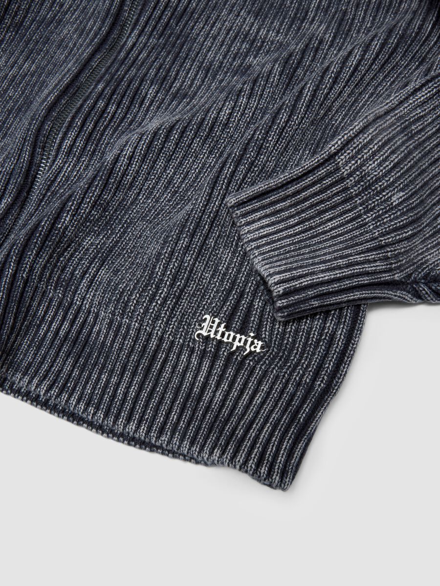 Vintage Grey Ribbed Knit Hoodie_7