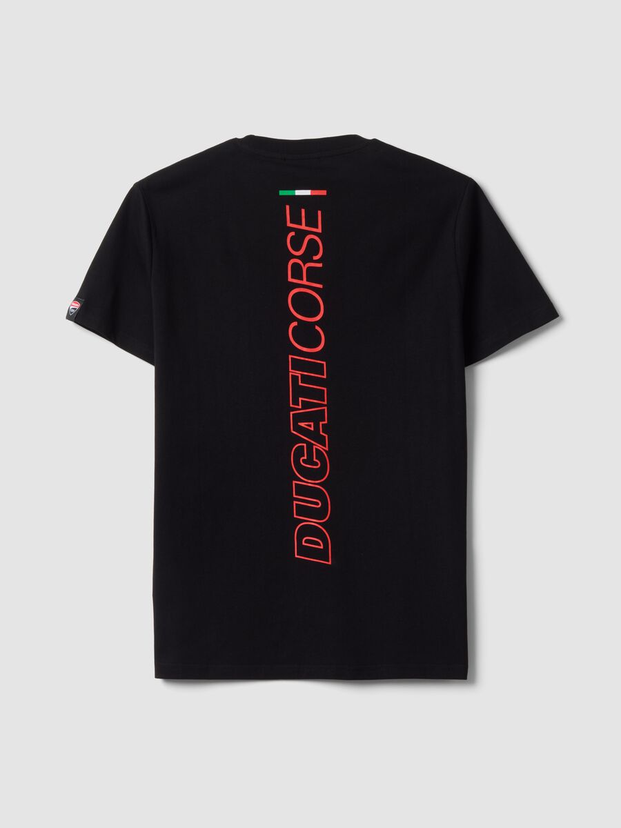 Black pure cotton T-shirt with Ducati print, regular fit_6