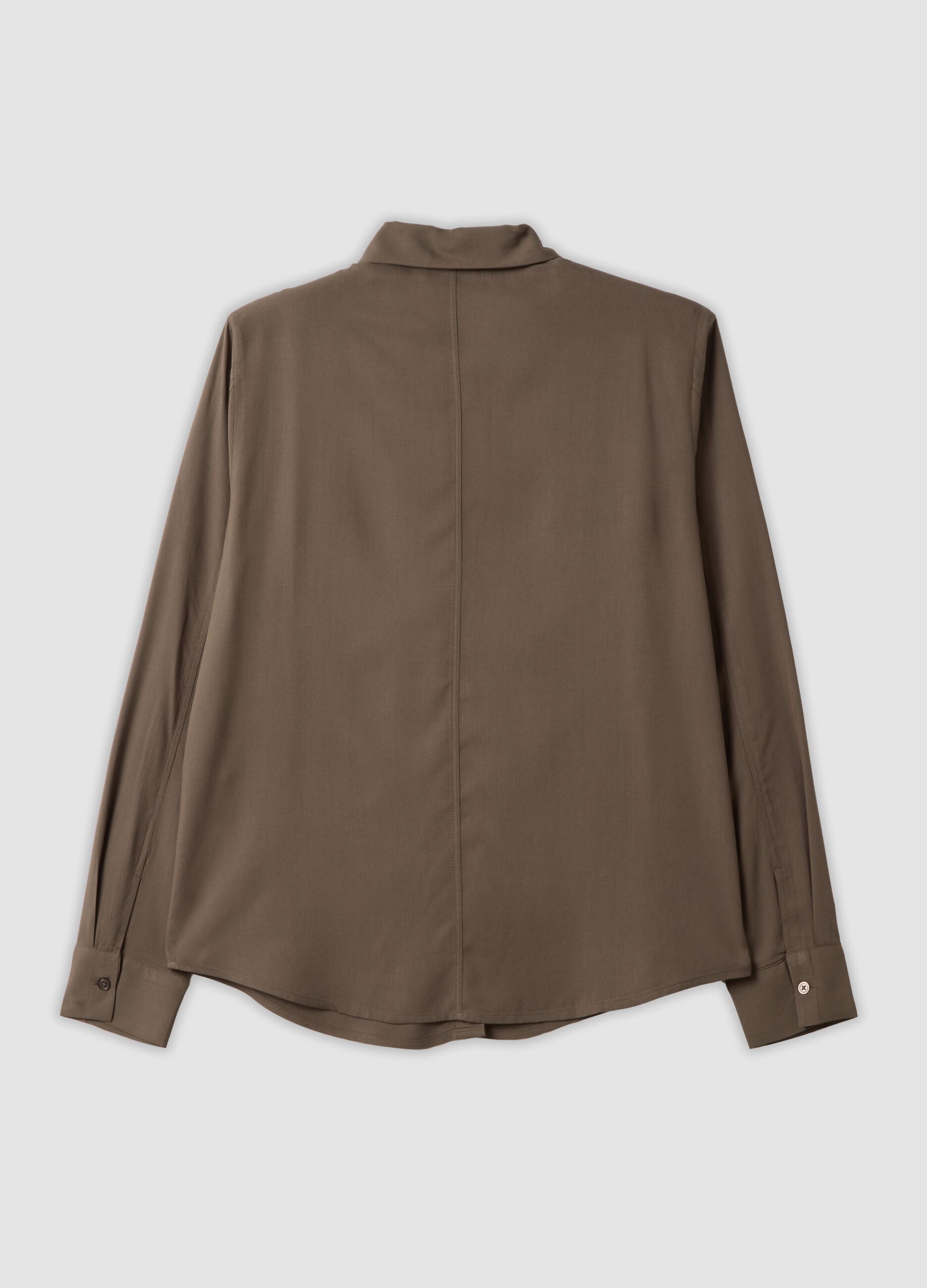 Brown pure viscose regular-fit shirt