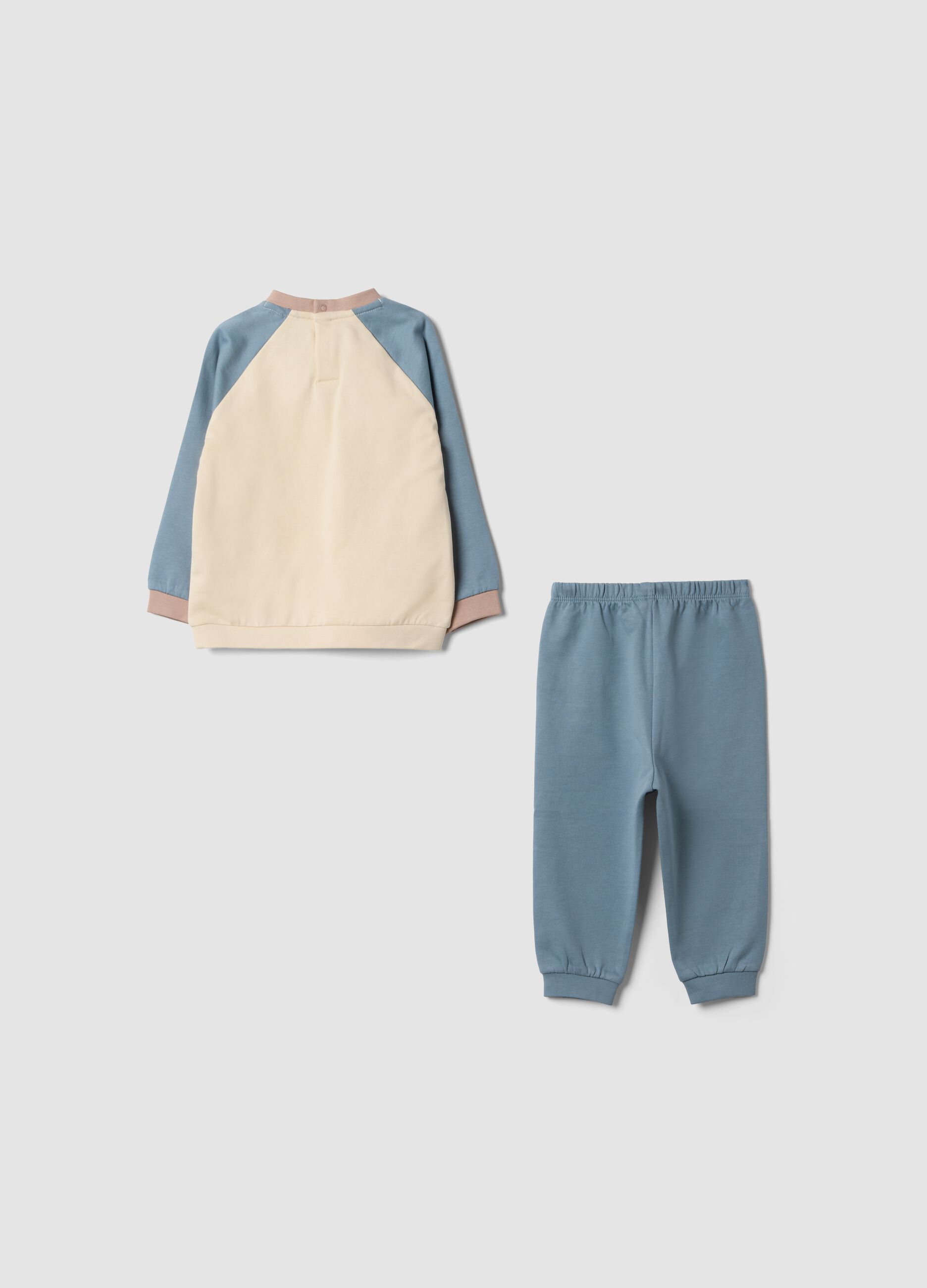 Pigiama azzurro girocollo in puro cotone organico