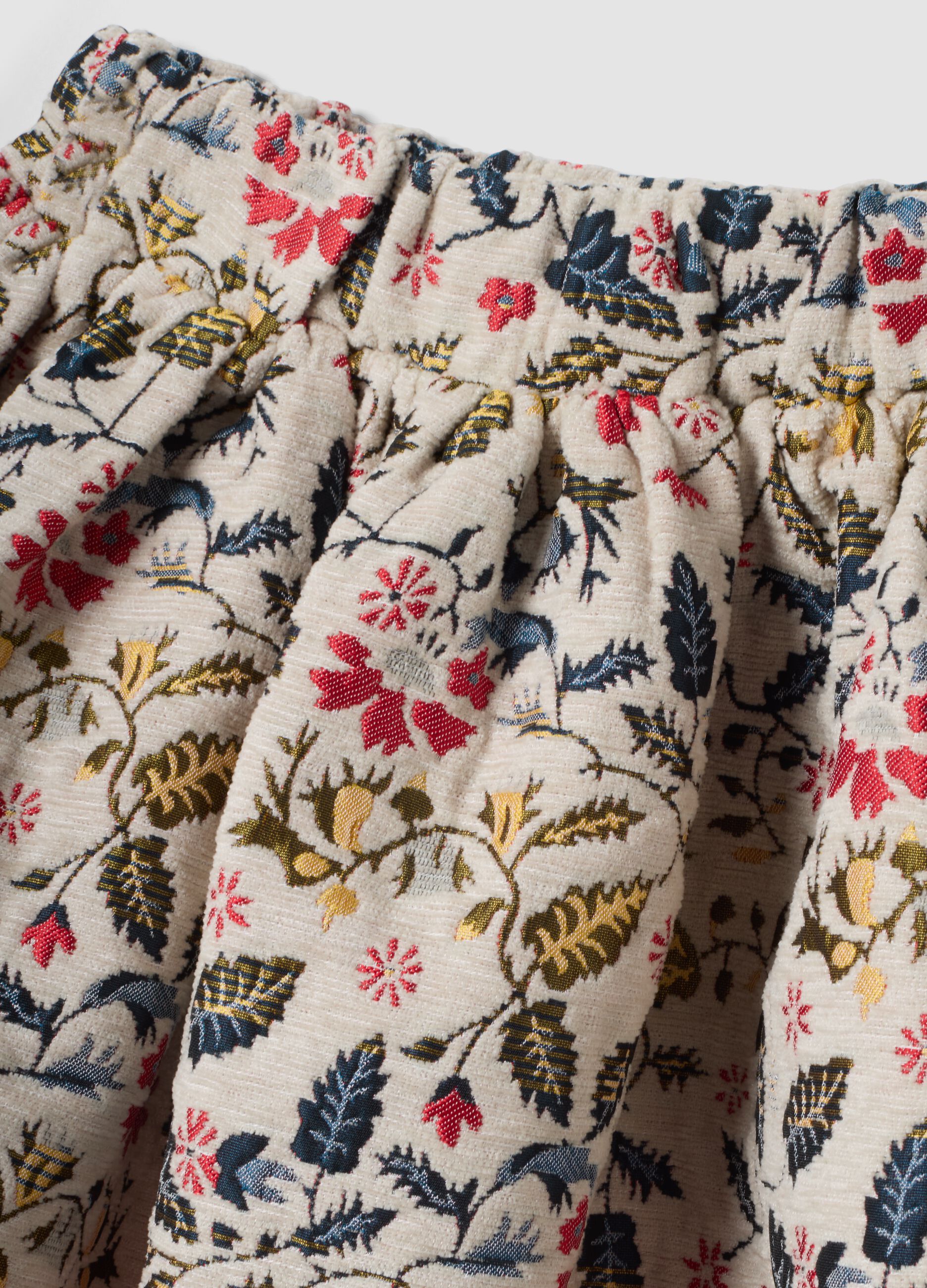 Multicolour floral viscose-blend skirt