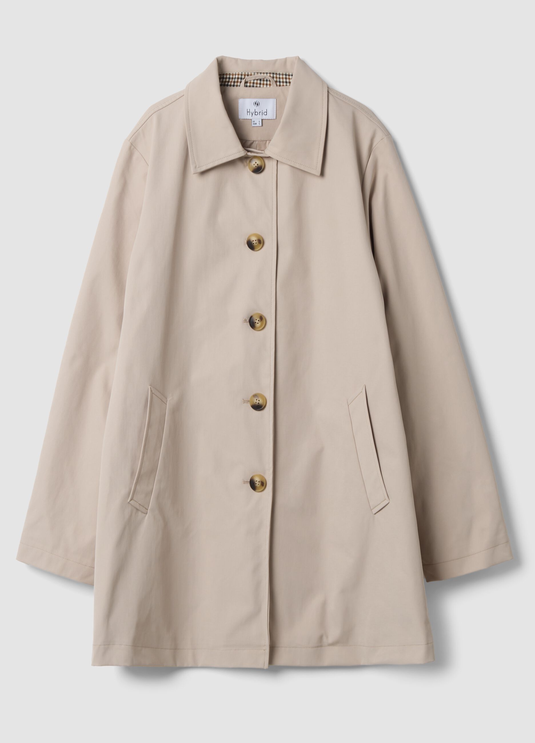 Beige regular-fit parka with buttons and slanted pockets