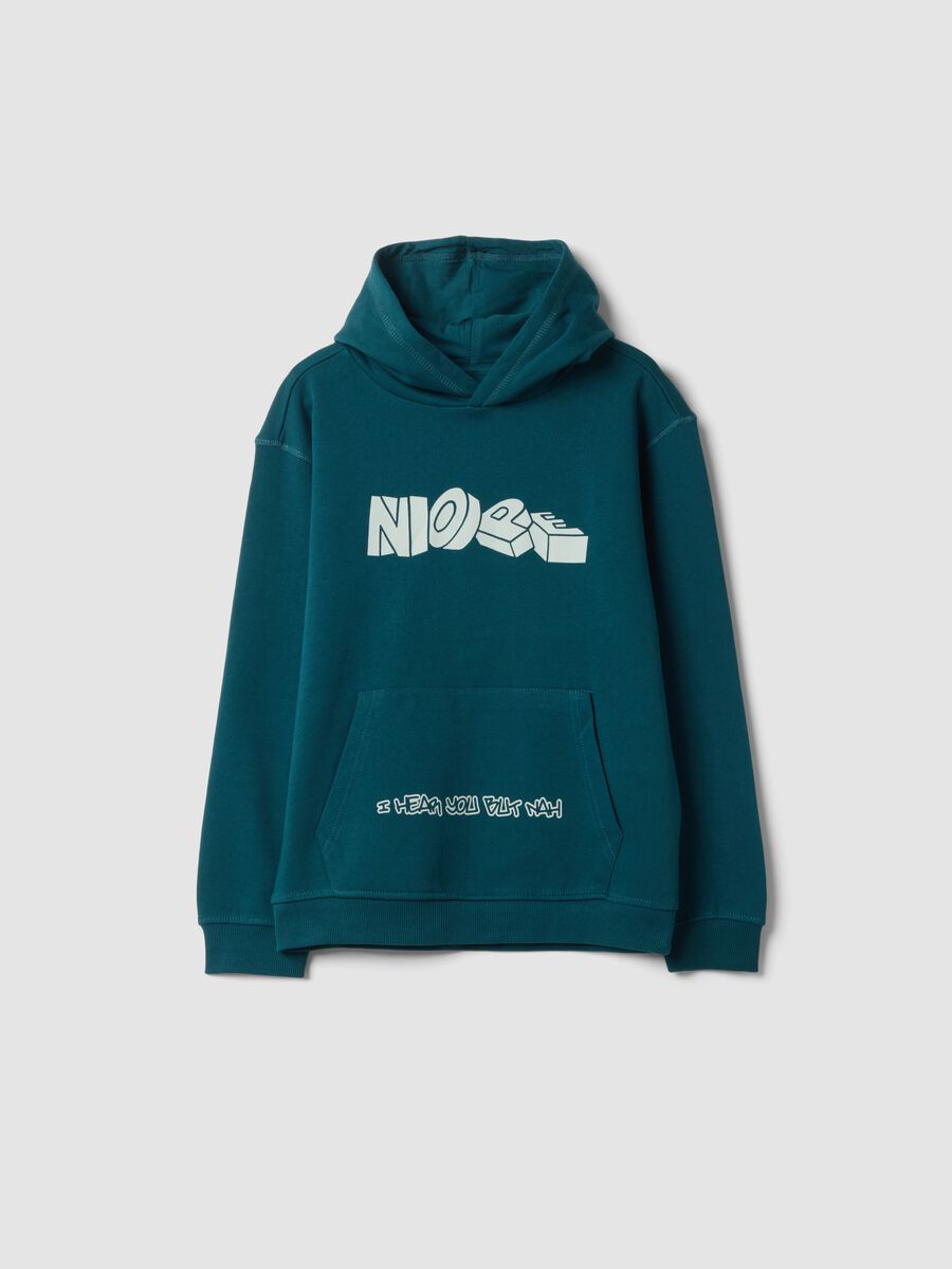 Green hooded sweatshirt in pure organic cotton_0