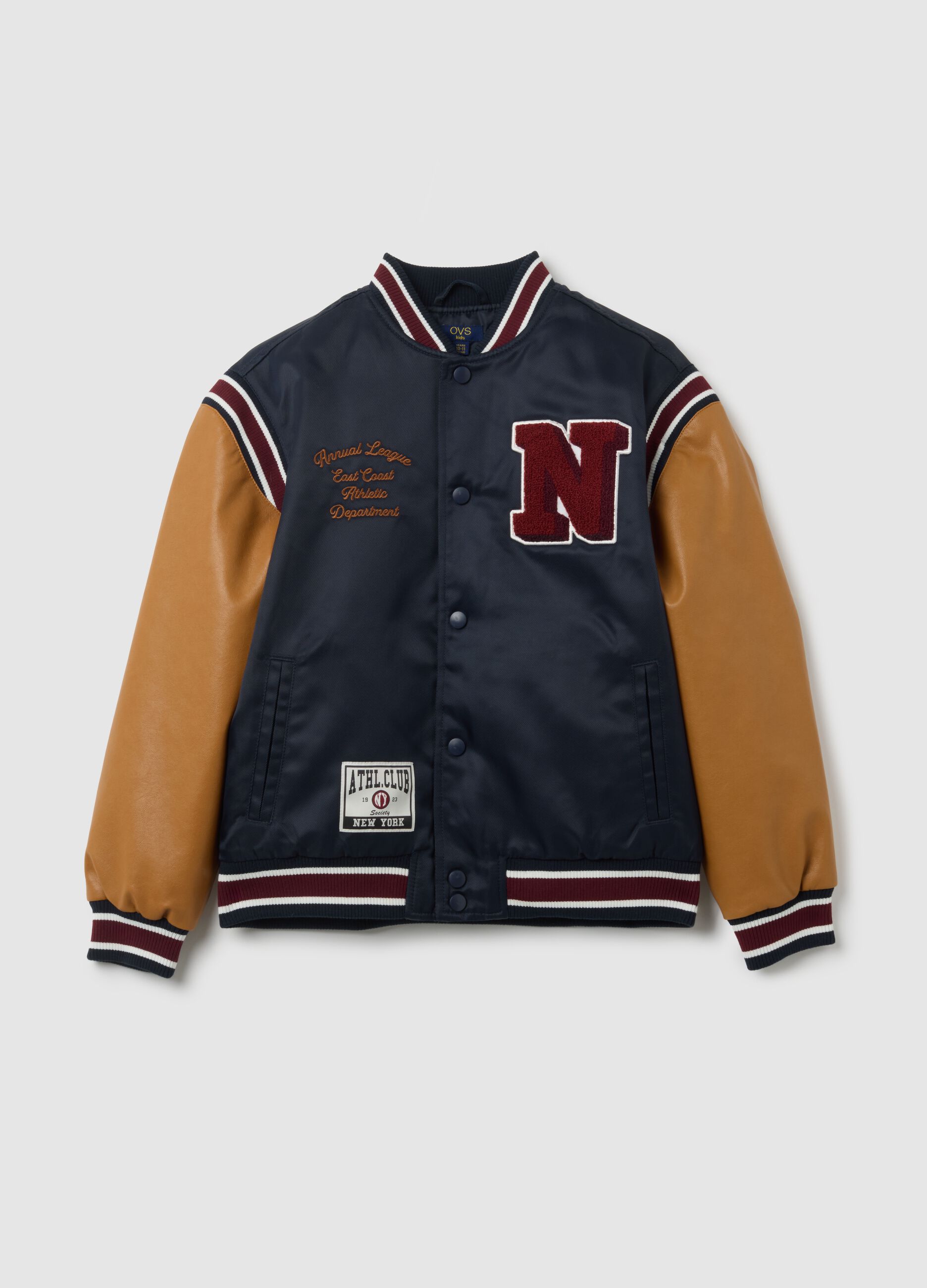 Blue Boy's Bomber Jacket with Buttons
