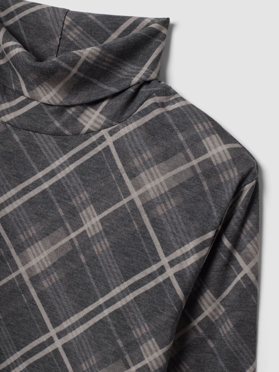 Grey lyocell-blend jumper with check roll neck, regular fit_1