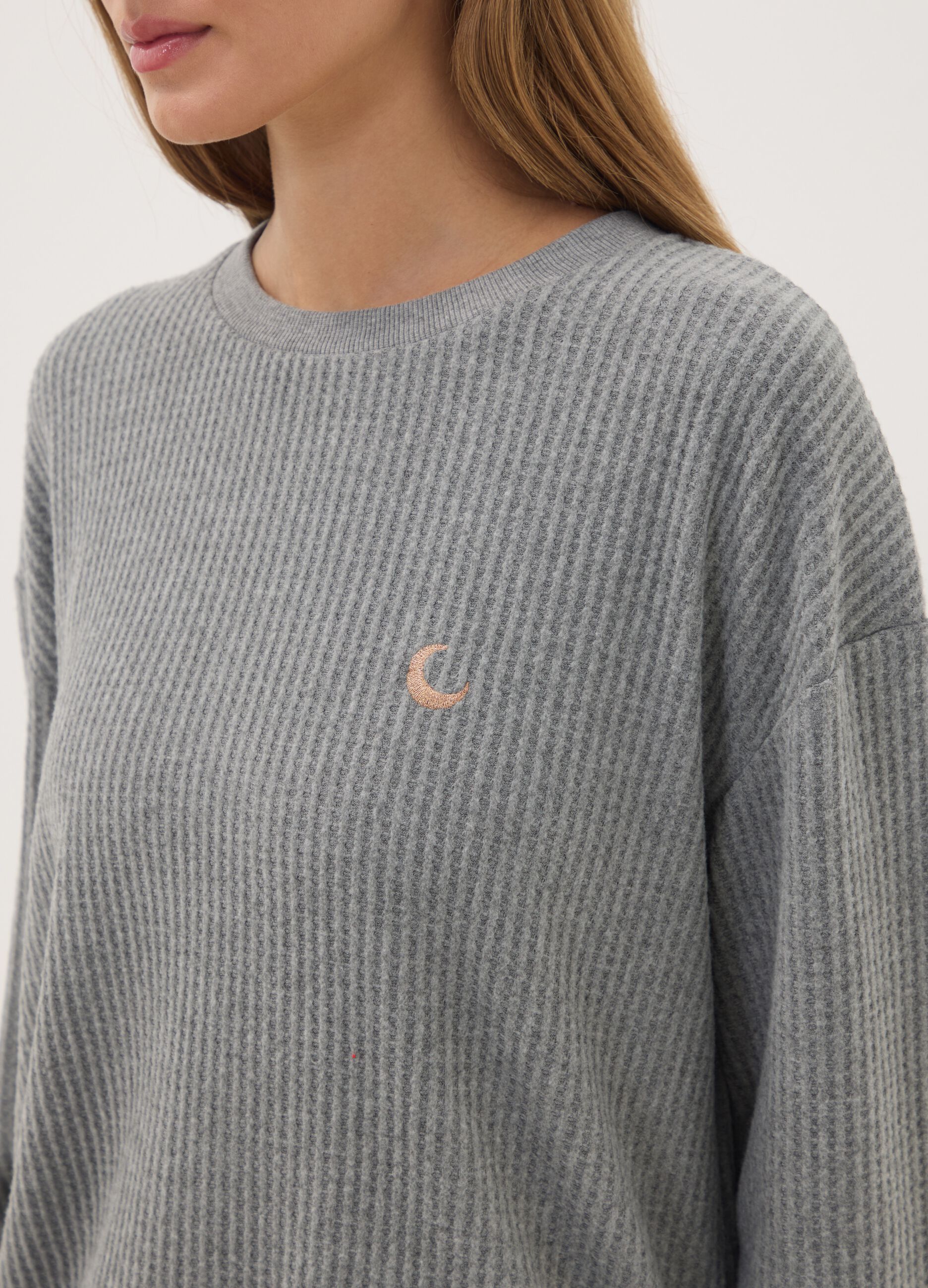 Pigiama grigio in jersey di viscosa elasticizzata regular fit