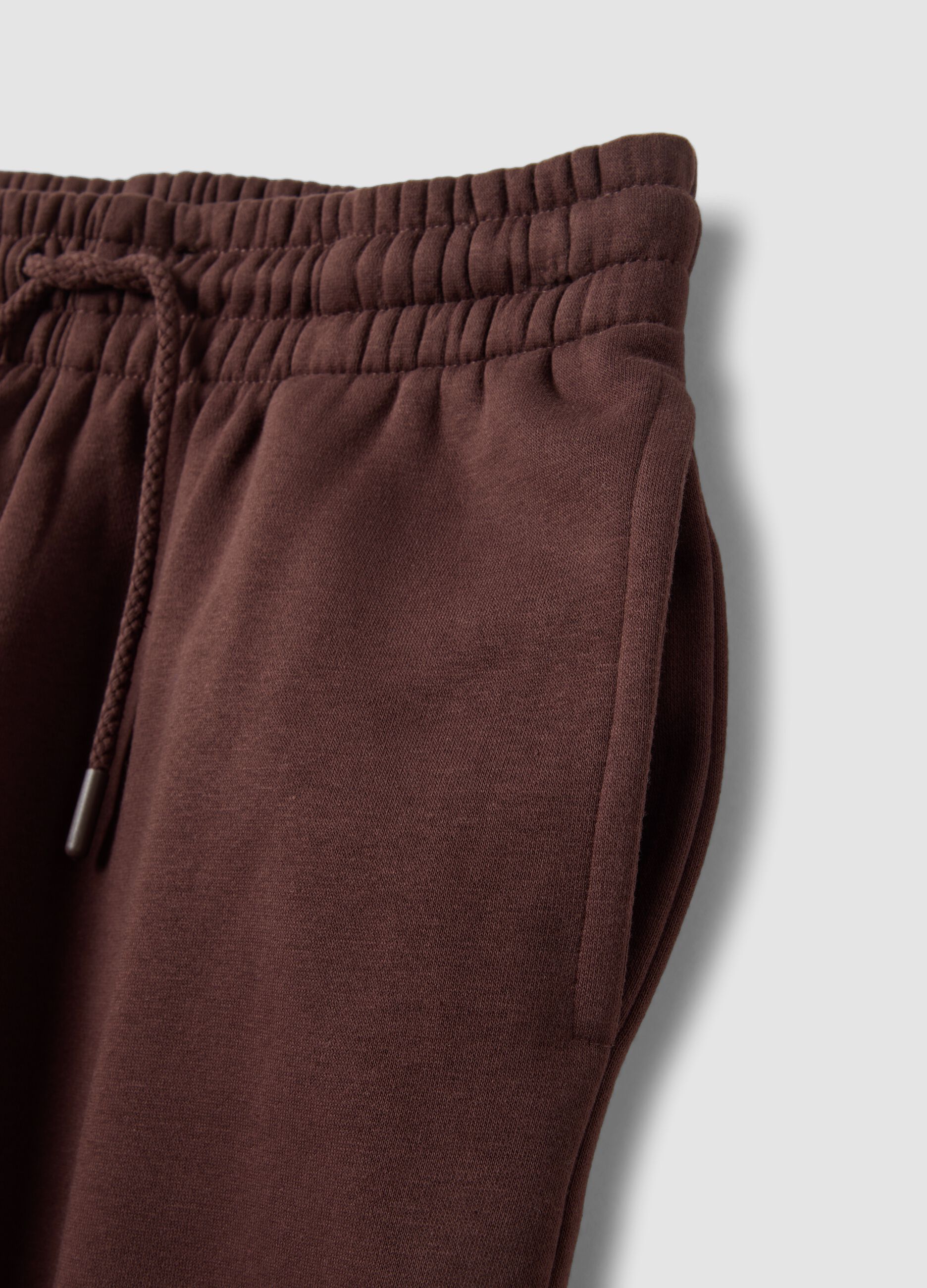 Brown cotton-blend joggers with elasticated waist, regular fit