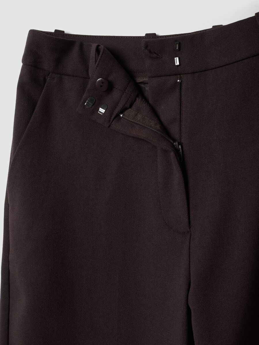 Brown flared formal trousers in stretch viscose_5