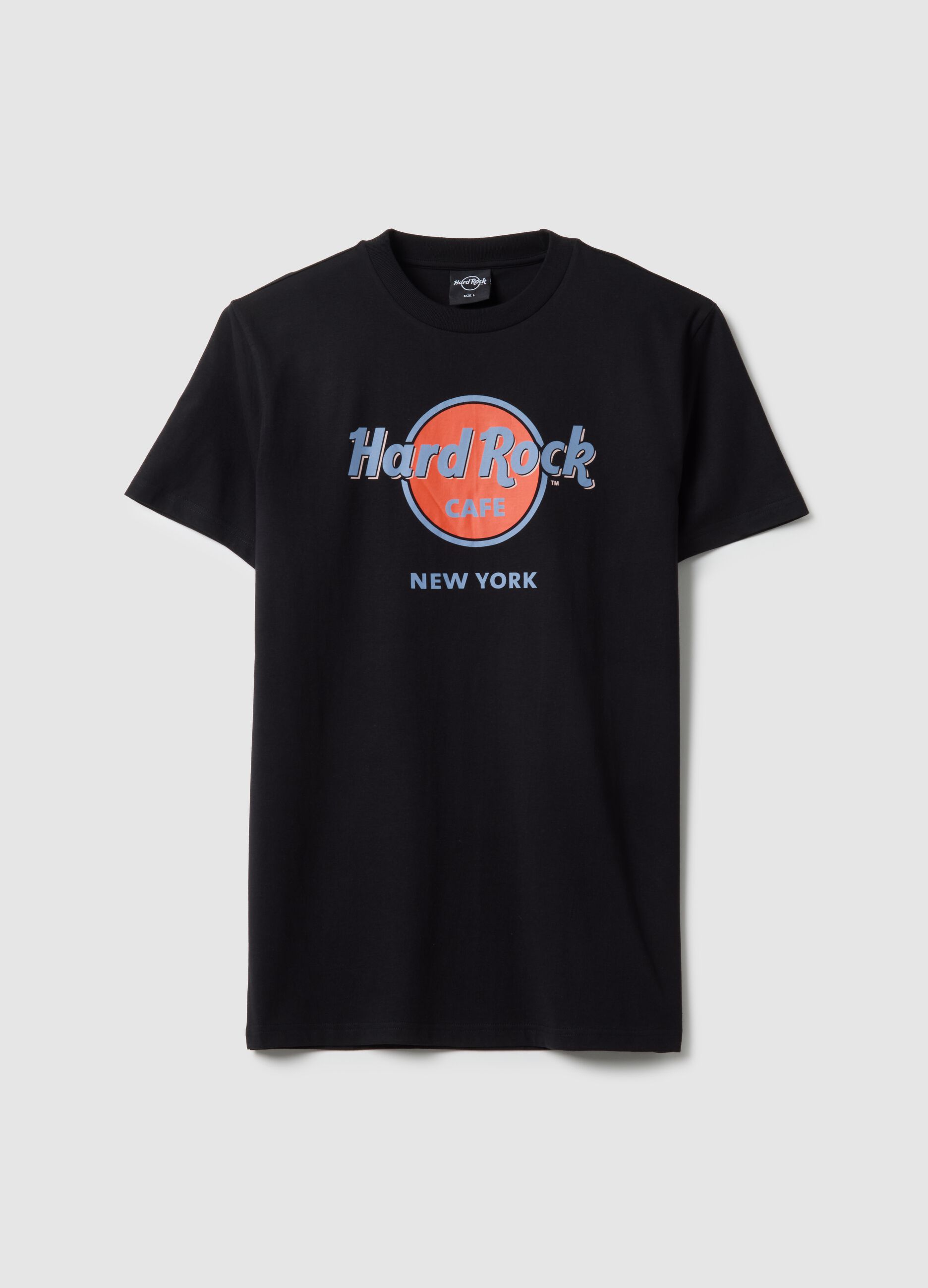 Black pure cotton regular fit T-shirt with Hard Rock Cafe logo