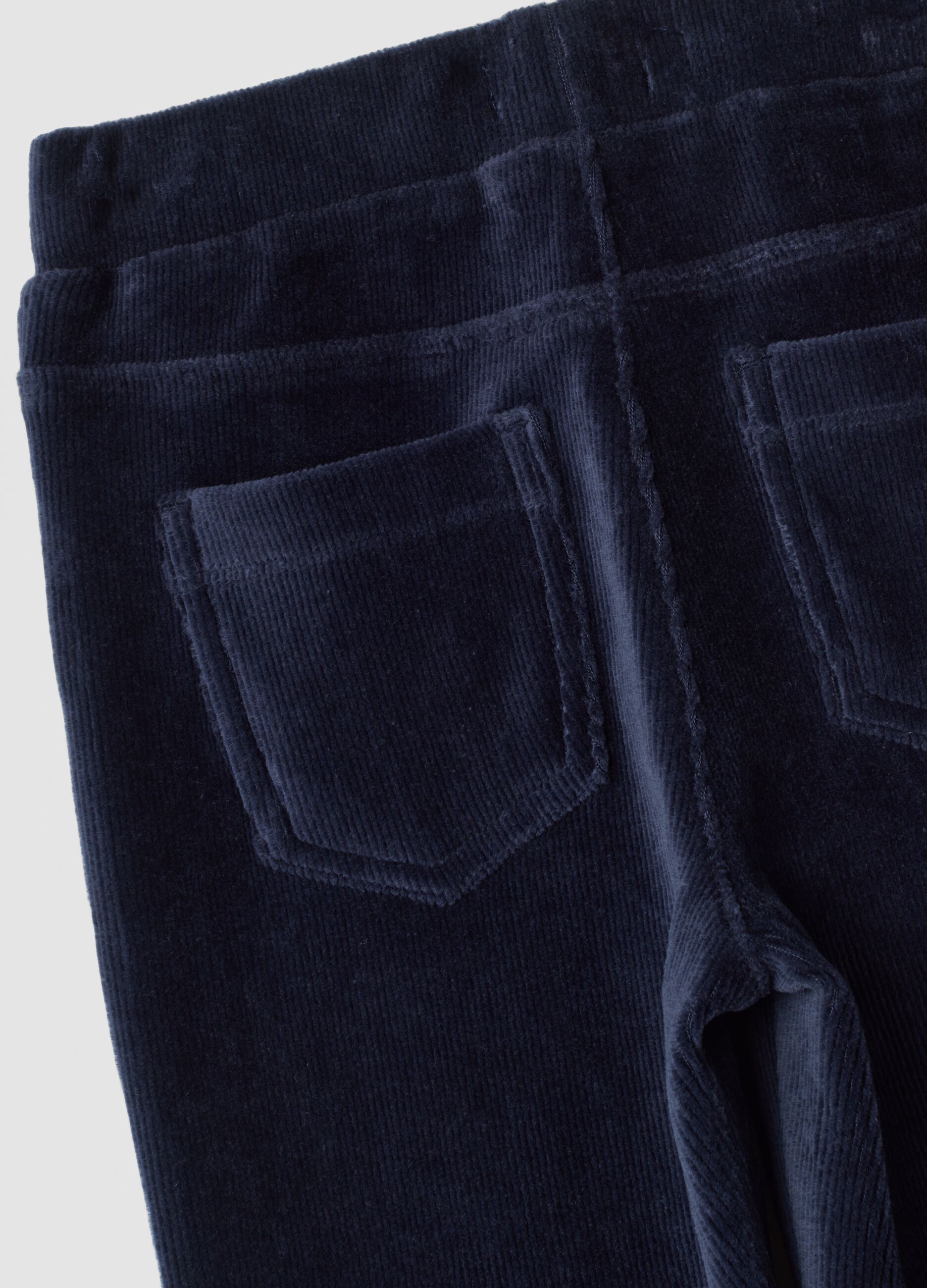 Light blue flared stretch cotton trousers