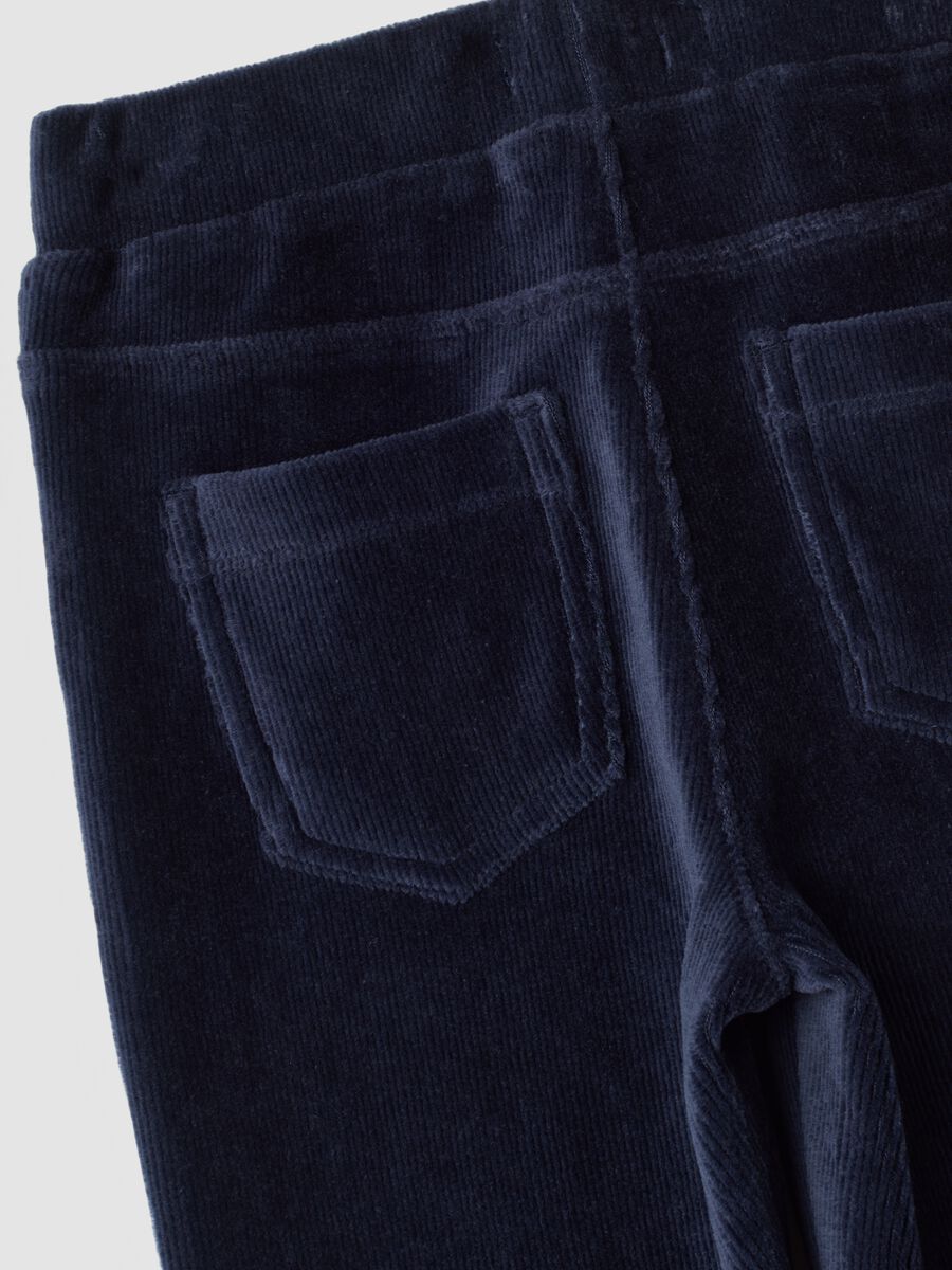 Blue flared trousers in stretch cotton_3