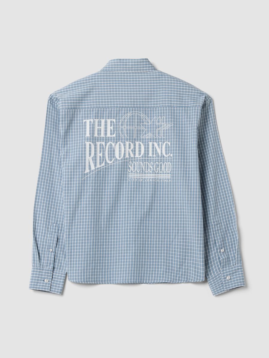 Blue checked pure cotton poplin shirt, cropped oversized fit_2