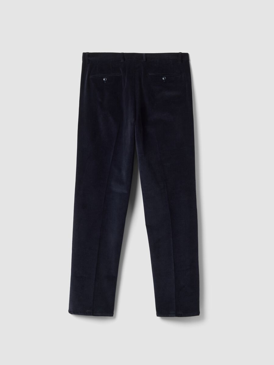 Navy blue stretch cotton trousers_2