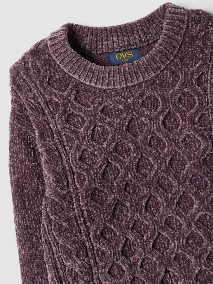 Plum purple crew-neck cable-knit jumper, regular fit_2