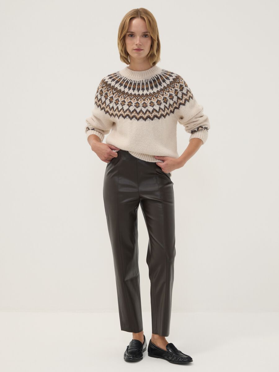 Brown slim-fit leggings with regular waist and elasticated waistband_0