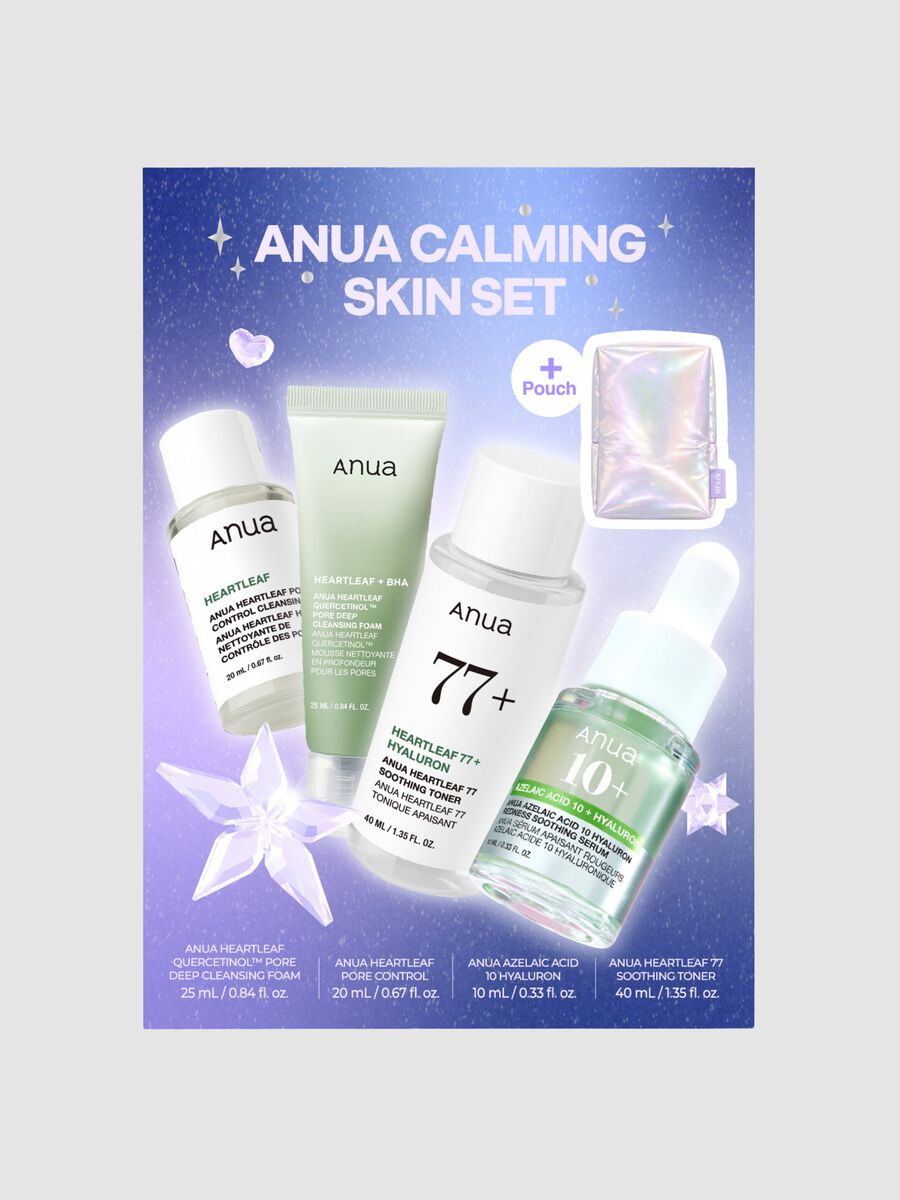 مجموعة Anua Holiday Calming Skin Set: غسول رغوي 25 مل، زيت تنظيف 20 مل، تونر مهدّئ 40 مل، علاج 10 مل - عناية كورية بالبشرة_0