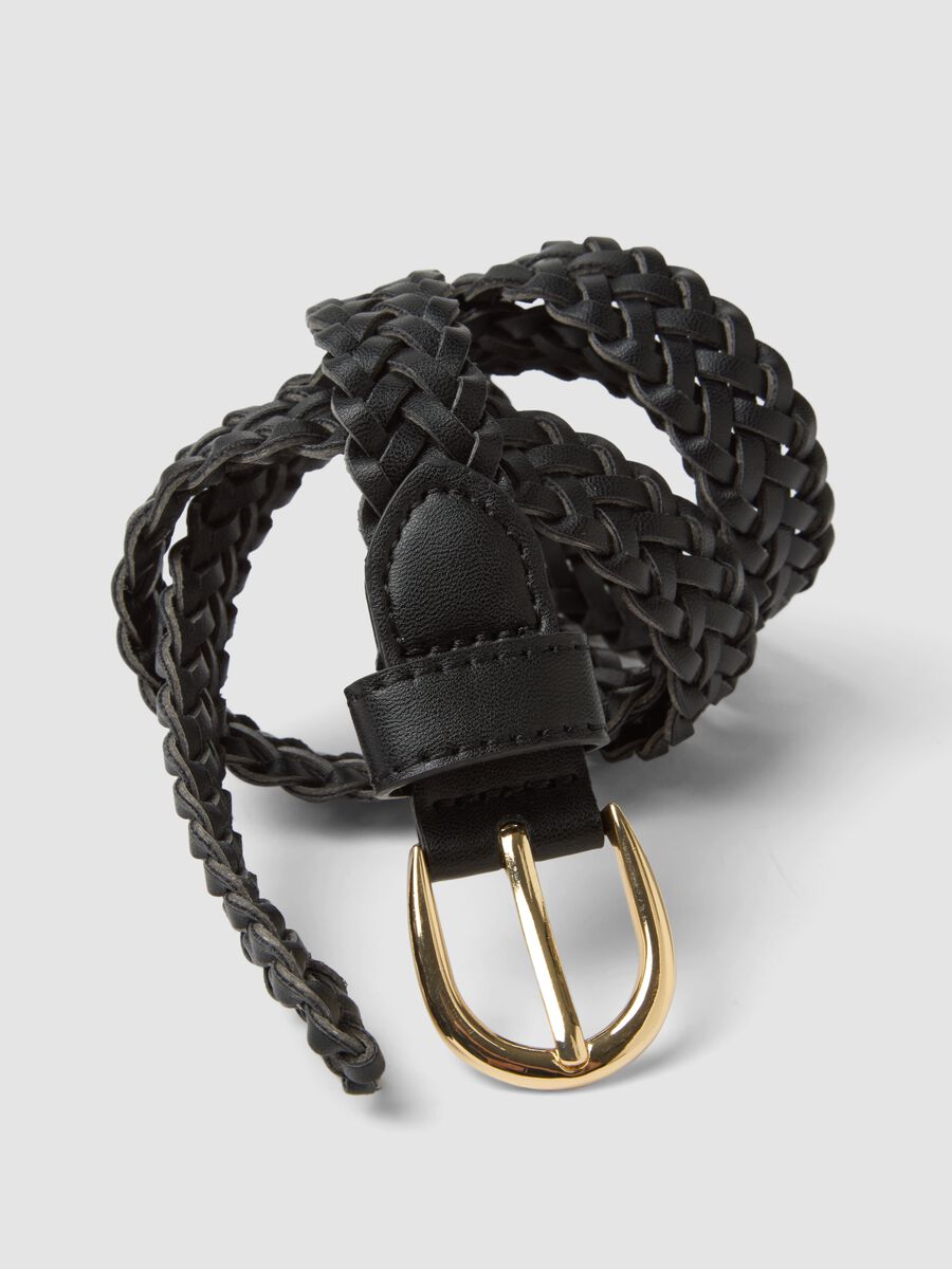 Black woven belt with gold buckle_2