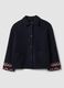 Blue wool-blend coat with geometric embroidery_0