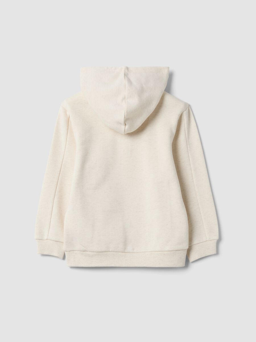 Beige cotton-blend hoodie sweatshirt with crew neck_1