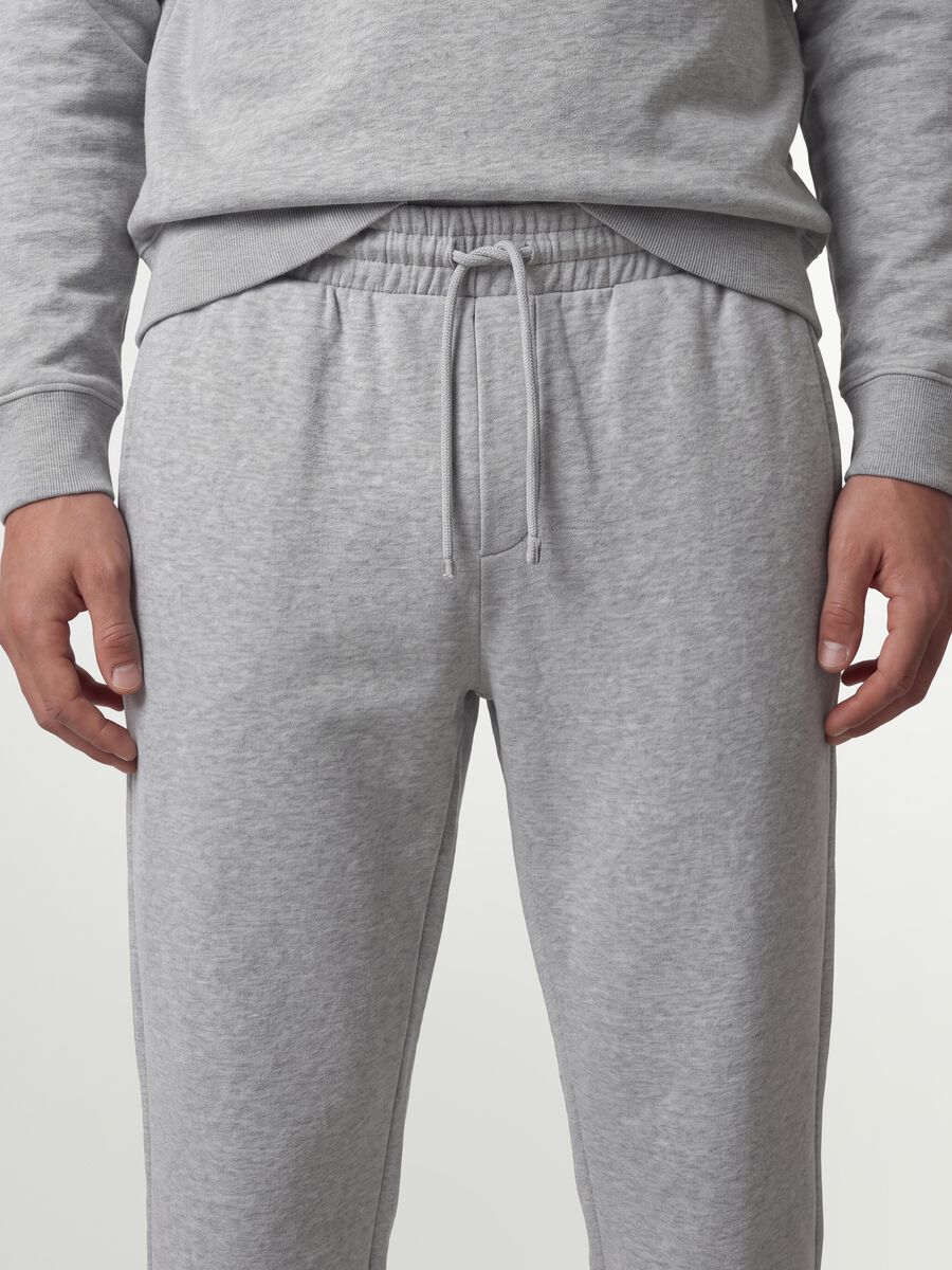 Grey cotton-blend joggers, regular fit_2