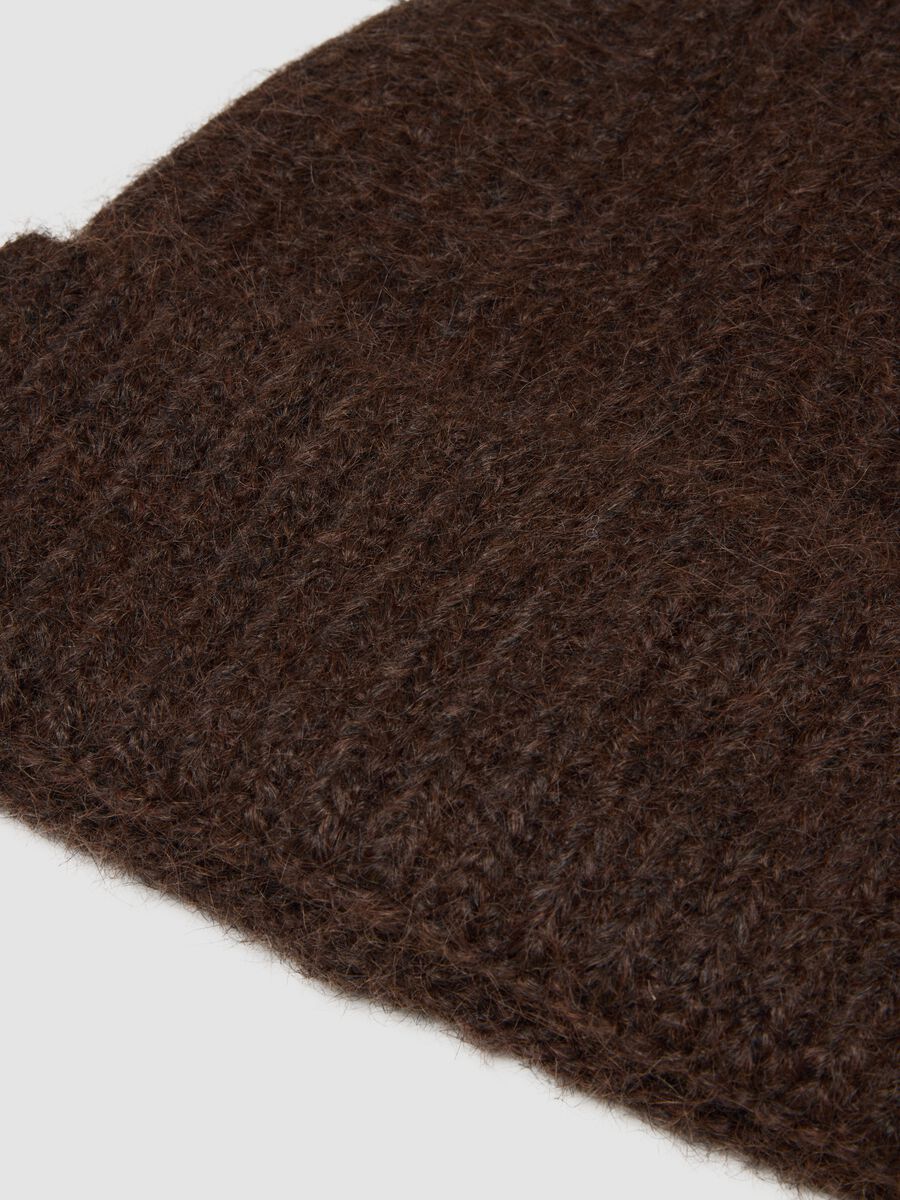 Brown ribbed stretch-wool beanie_1