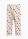 Beige stretch cotton leggings with floral print_1