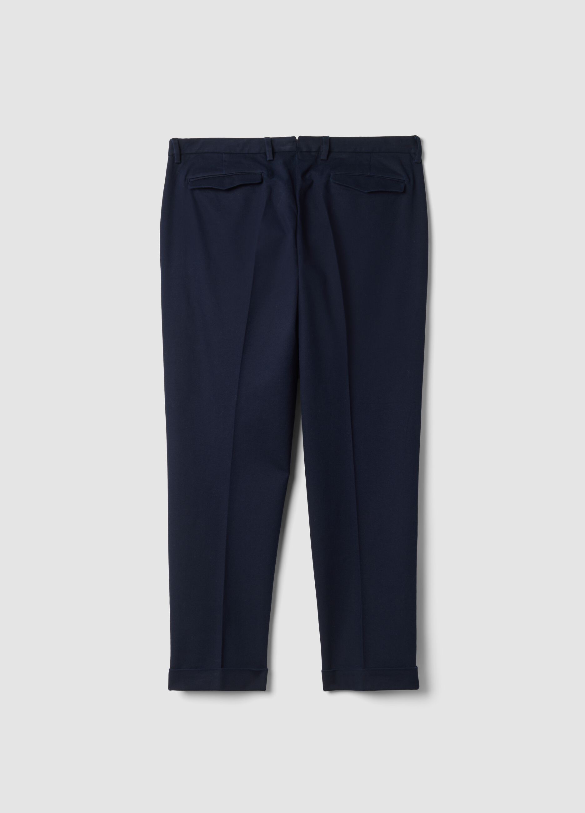 Pantaloni chino blu navy in cotone elasticizzato regular fit
