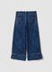 Blue cotton-blend straight-fit jeans with floral print_1