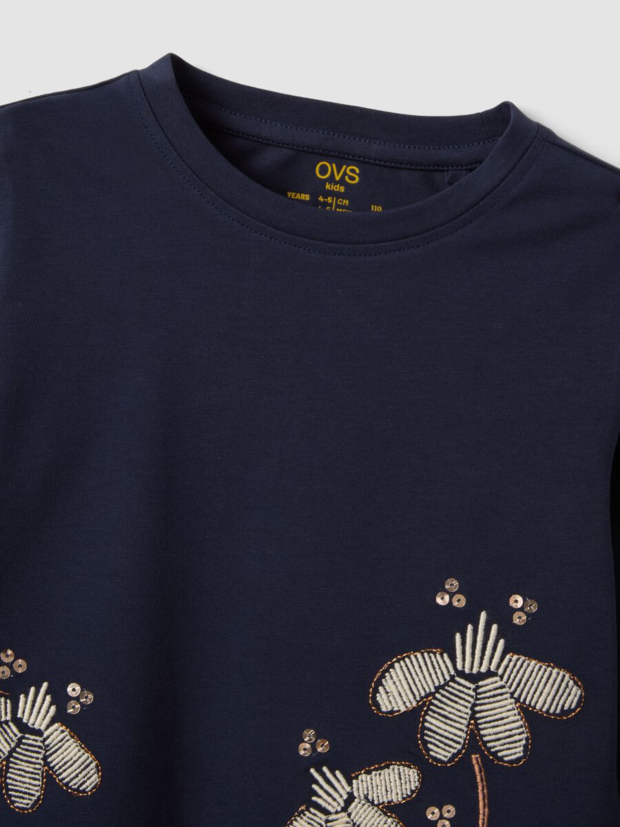 Blue stretch cotton crew-neck T-shirt_3
