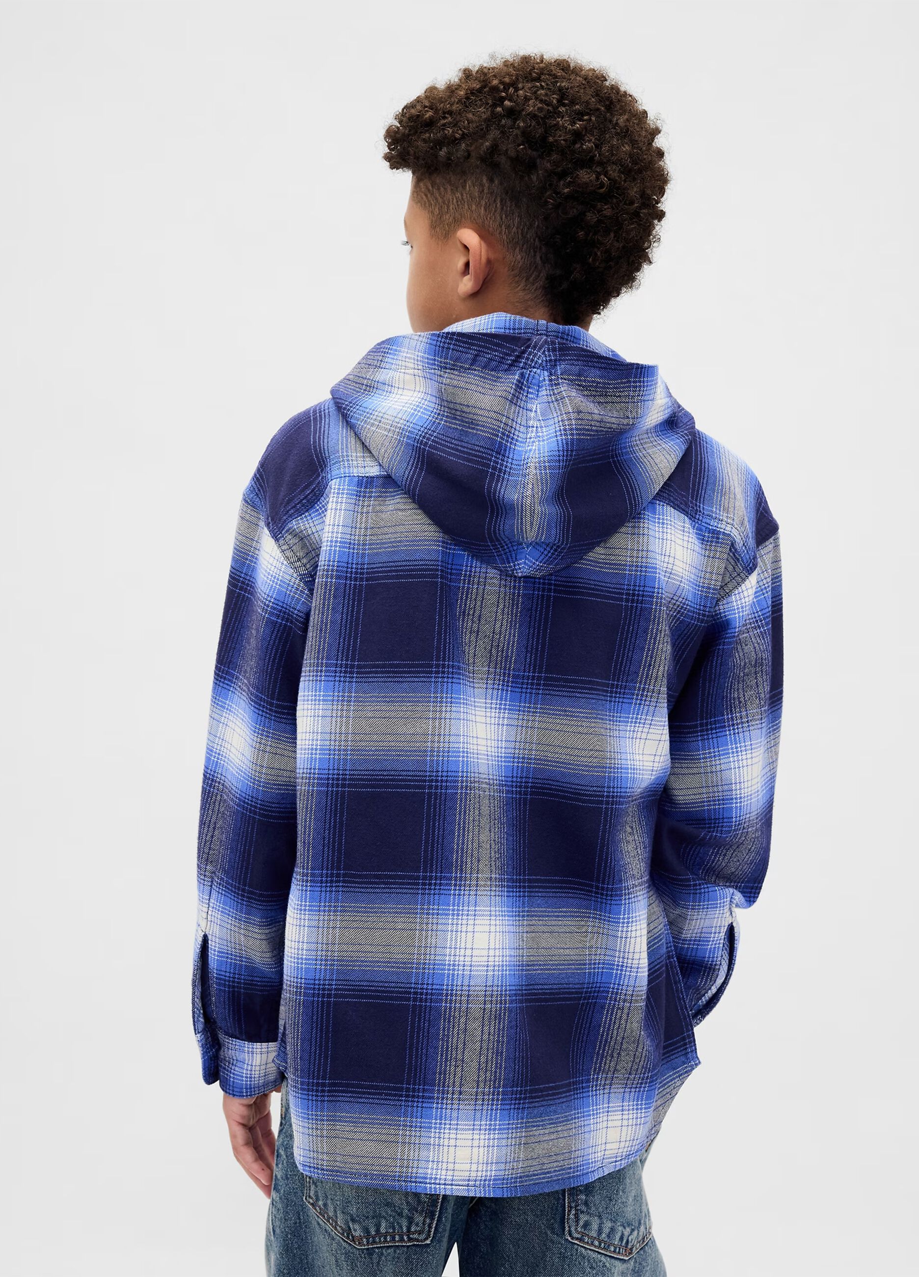 Cotton Blue Hooded Shirt