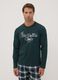 Dark green pure cotton crew-neck pyjamas_1