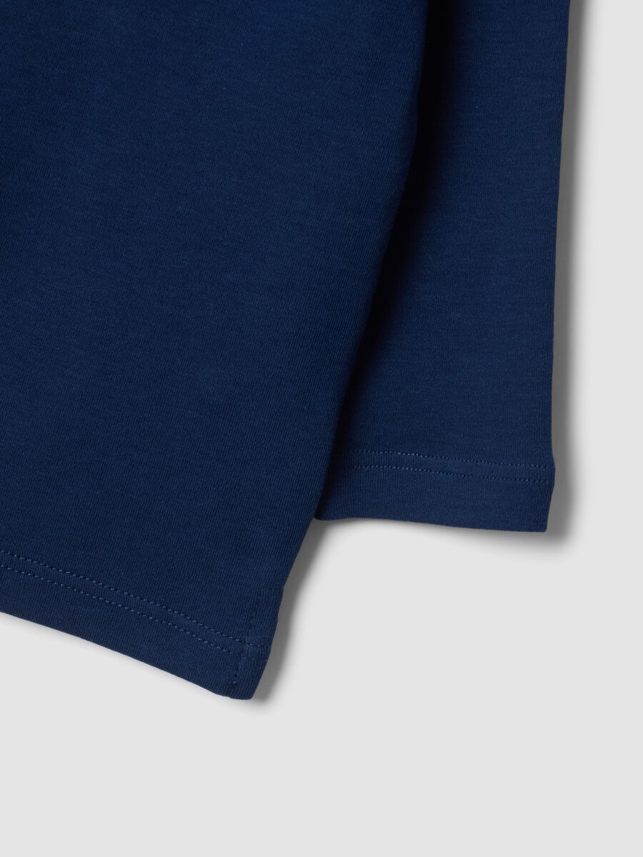 Blue long-sleeve polo shirt in pure organic cotton for baby boy_3