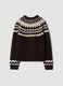 Brown jacquard wool-blend crew-neck jumper, regular fit_6