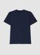 Blue T-shirt in pure mercerised cotton with deep V-neck_2